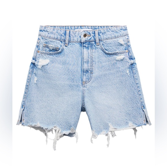 Zara Pants - New with tags Zara light blue ripped high rise denim shorts